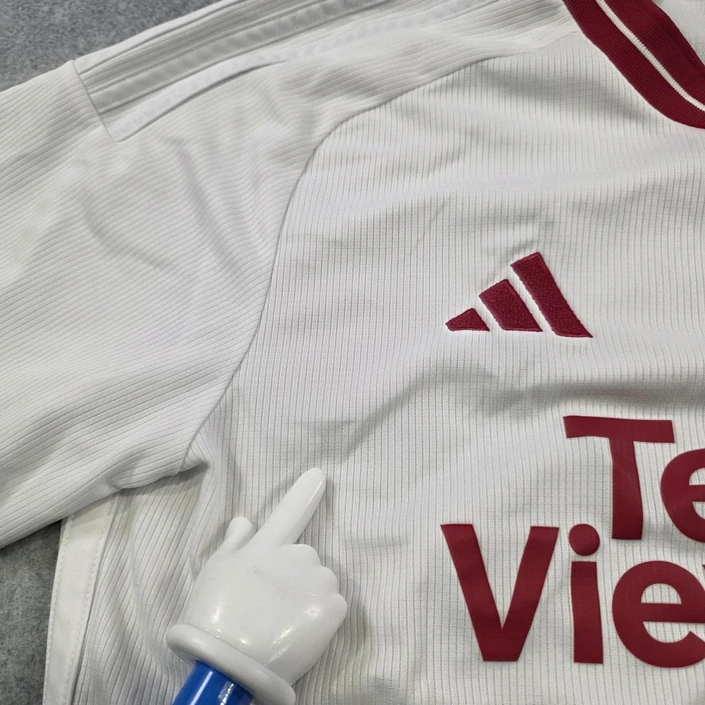 Manchester United‎ Jersey Mens Large White Soccer Adidas Slim Fit